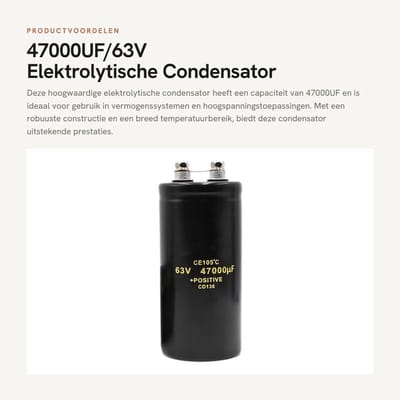 Dailygoods - 47000UF/63V Elektrolytische Condensator voor Vermogenssystemen