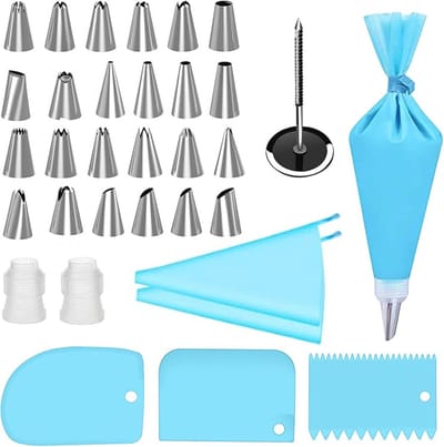 Professionele spuitmondenset voor taartdecoratie - 35-delige set van roestvrij staal en siliconen bakaccessoires