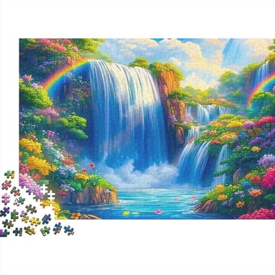 Regenboog Waterval Puzzel - 1000 Stukjes Puzzel - Ontspanning Thuis - Gerecycled Materiaal - 70 x 50 cm - Kleurrijk