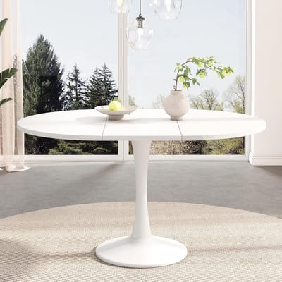 Uitschuifbare Eettafel - Eettafel ovaal - Ruimte Besparen - Flexibel Uitschuifbaar - 100/140x100x75 cm - Wit