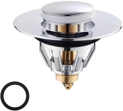 Wastafelstop, pop-up afvoerstop, wastafel, afvoerstop voor opzetwastafel, wastafelstop met afvoerzeef, stop voor gootsteen, 34-38 mm