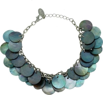 Behave - Schelpenarmband blauw grijs - natuurlijke beachlook dames