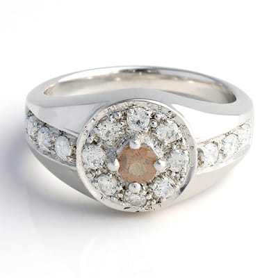 Cavill - Zilveren Ring 925 Sterling Zilver - Rode Apatiet 0,15 ct - 14 Cambodjaanse Zirkonen 0,73 ct - Elegante Ronde Edelsteen