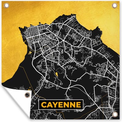 Tuin poster Stadskaart – Plattegrond – Kaart – Frankrijk - Cayenne - 200x200 cm - Tuindoek