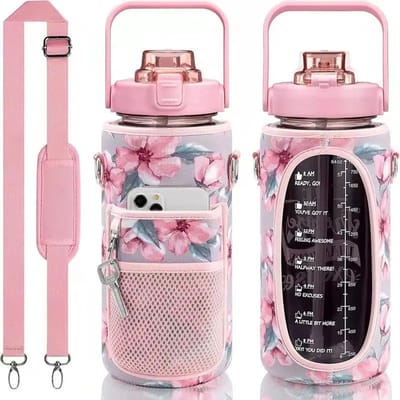 1.9L Waterfleshouder Tas - Verstelbare Schouderriem & 2 Vakken - Neopreen Crossbody Sleeve - voor Sportschool, Sport, Buiten - 1 Stuk