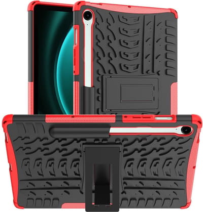 Coverup Tablethoes geschikt voor Samsung Galaxy Tab S10 FE / S9 FE Hoesje - Rugged Kickstand Back Cover - Rood