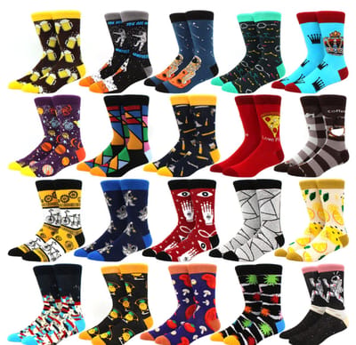 Sokken Heren - mannen sokken - 10 paar - zwart - blauw - groen - grijs - leuke print - maat 40-44 - mix - cadeau - voor hem