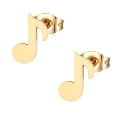 Rvs sieraden - Muzieknoot oorbellen - Goudkleurig roestvrijstaal - 7mm