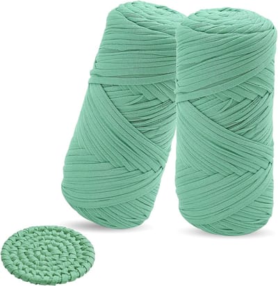 3 verpakkingen à 200 g, haakgaren voor beginnende projecten, elastisch voor breien met dikke naalden, katoen, breigaren voor doe-het-zelf, tassen, manden, decoraties (groen)