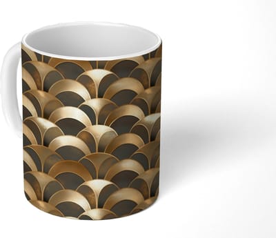 Mok - Koffiemok - Schubben - Structuur - Goud - Mokken - 350 ML - Beker - Koffiemokken - Theemok