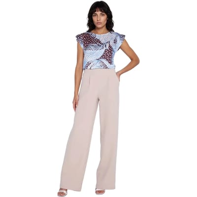 Vrouwelijke broek met hoge taille en plooien Nife