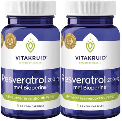 Vitakruid Resveratrol 200 mg - 2 x 60 vegacapsules - Voordeelverpakking