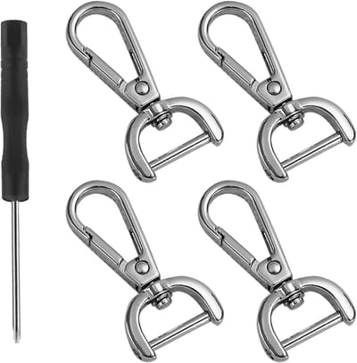 Set van 4 karabijnhaken met draaibare verbinding en schroevendraaier - Ideaal voor camping, outdoor en gereedschap
