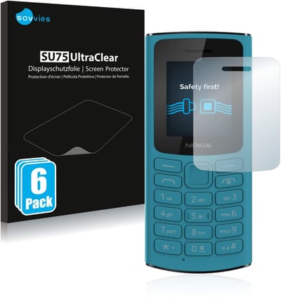 Savvies - Screenprotector voor Nokia 110 4G 2021 - Folie Beschermfolie transparant 6 Stuks