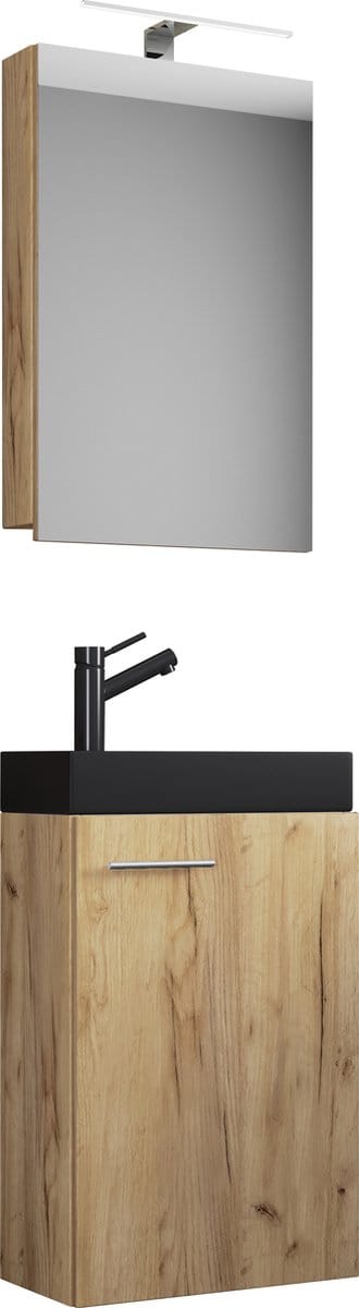 3-delige badkamermeubelset gastentoilet gastentoilet wastafel klein smal Slito SC-BL