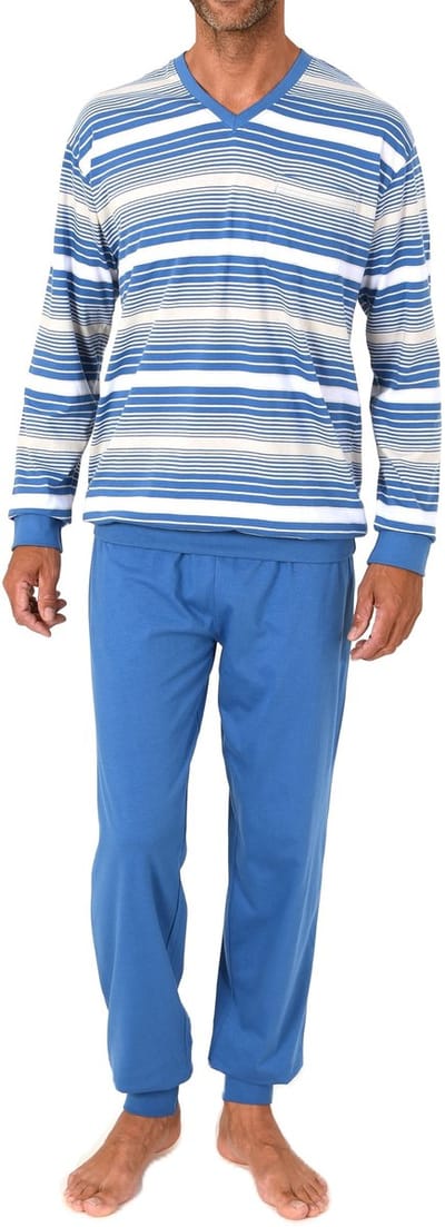 Normann heren pyjama lang met manchetten - pyjama met strepenlook - ook in grote maten