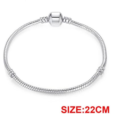 Authentieke 925 Sterling Zilveren originele Armbanden Slangenketting bedelarmband Compatibel met Bedelkralen diy Sieraden 17-22mm white