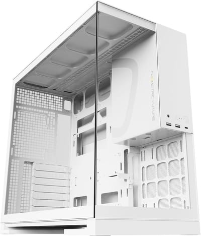 Geometric Future Mid Tower Gaming Case - E-ATX/ATX, Gereedschaploze Panelen, Ondersteunt 420/360 Radiatoren, Wit