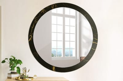 Coloray Bedrukte Spiegel - Zwart marmer Bedrukte Spiegel - 100 cm - Zwart Bedrukte Spiegel - Bedrukte Spiegel - Spiegel Met Bedrukte Lijst - Spiegel Met Decoratie