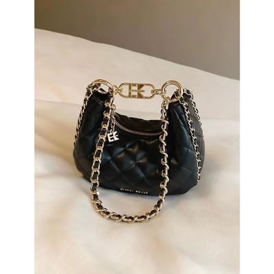 Thousand Gold Night Halve Maan Tas, Maantas, Zwart Geruite Kettingtas, Schoudertas, Crossbodytas, Handtas. 20cm*7cm12cm