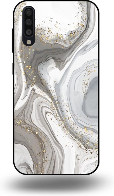 Smartphonica Telefoonhoesje geschikt voor Samsung Galaxy A70 met marmer opdruk - TPU backcover case marble design - Zilver geschikt voor Samsung Galaxy A70