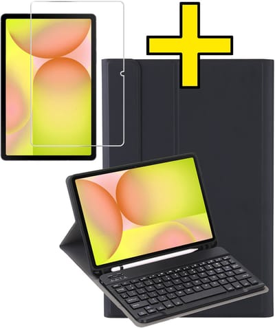 Hoesje - Geschikt voor Samsung Galaxy Tab S10 FE - Met Screenprotector - Toetsenbord Case - Keyboard Book Cover - Hoes - Zwart