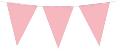10 meter vlaggenlijn - Pastel roze - 15 vlaggen - Plastic voor binnen & buiten - 30 cm vlaggen - Herbruikbare slinger