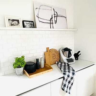 Set van 5 absorberende keukendoeken 50 x 70 cm - Zwart-wit geruit - Wasbaar tot 60 °C - Gastronomische kwaliteit