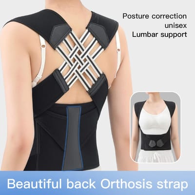 Correcteur de Posture Réglable Pour Femmes Noir Respirant Ceinture de Soutien Dorsal Élastique Bretelle d'Épaule Pour Étudiants L160-175cm 50-67kg noir