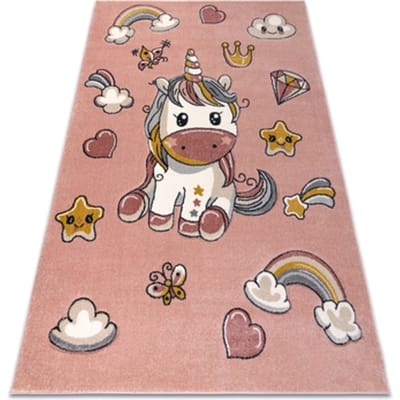 Kleden Rugsx KIDDO tapijt 6110 rozekleuring / wit, Yksisarvinen 80x150 cm