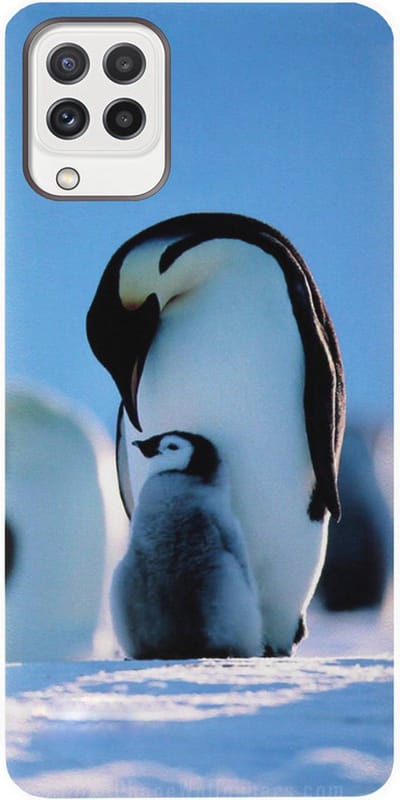 ADEL Siliconen Back Cover Softcase Hoesje Geschikt voor Samsung Galaxy M22/ A22 (4G) - Pinguin Blauw