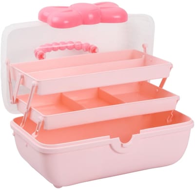 Dailygoody - Opbergdoos - Meisjes - Multifunctionele organizer - Roze - Sieradendoosje - Knutseldoos met 6 vakken - Geschikt voor haaraccessoires