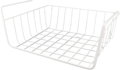 2 stuks Keukenrek voor thuis - hangend kastrek - opbergruimte onder bureau - hangende hangmand met laagjes - opbergruimte voor keuken - opbergruimte voor snacks en kruiden - opbergruimte voor slaapkamerkleding (Wit)