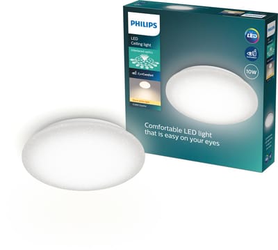 Philips Moire Plafondlamp - Glittereffect - Warmwit licht: 2700K - Diameter: 24 cm - 10W - Rond - Wit