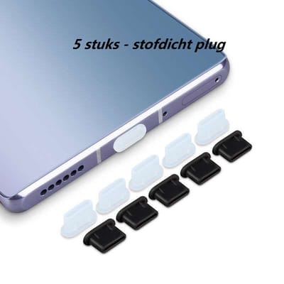 5 stuks -Stofdichte Plug voor USB-C poort -Rubber -Stofkapje beschermkapje voor USB C- Geschikt voor oplaadpoorten telefoon/laptop/desktop - Wit