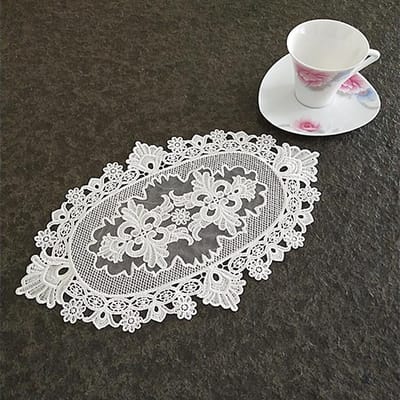 NIEUW Kant ovaal Borduurwerk Kerst bruiloft bloem Tafel placemat pad Stof placemat keuken Tafeldecoratie en accessoires Oval 20X31cm gray