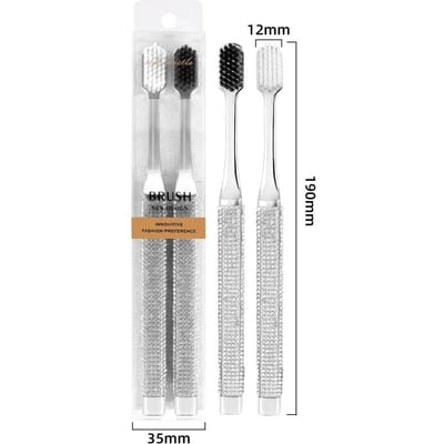 2 pièces/set Brosse à dents Poils souples Adulte Ménage Brosse de nettoyage des dents Soin buccal argenté