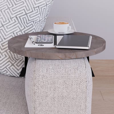 Dienblad armleuning Kuleskyd rond Ø34 cm marmer grijs [en.casa]