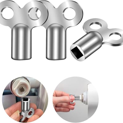 3 Stuks Ontluchtingssleutels voor Radiatoren - Vierkante Sleutel voor Ontluchtingsventielen - Geschikt voor Buizenventielen en Kranen - Afmeting 2,4 × 2,6 cm - Zilverkleurig