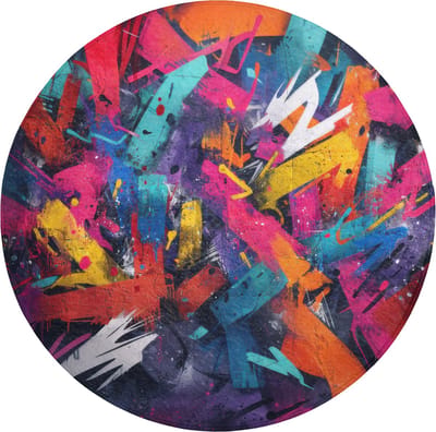 WC mat rond 70x70 cm - Antislip - Abstract - Explosie - Neonkleuren - Toiletmat - Vloermat - Douchemat - Toilet tapijt - Toiletmatten