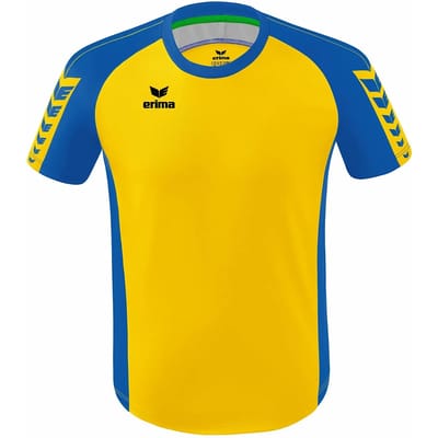 Erima Six Wings Shirt Korte Mouw Heren - New Royal / Geel | Maat: XL