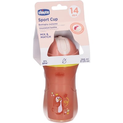 Chicco Sport beker 266 ml 14m+ - Geïsoleerde fles met zacht rietje Roze 1 Beker