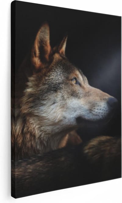 Artaza Canvas Schilderij Wolvenkop - 30x40 cm - Klein - Muurdecoratie Wolf - Wanddecoratie Dieren - Kamer Accessoires