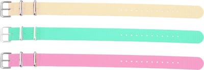 Max Horlogeband 8CS SET003 Horlogeband Set van 3 Stuks - Pastel - Ø18 mm - Beige / Mint / Roze / Zilverkleurig