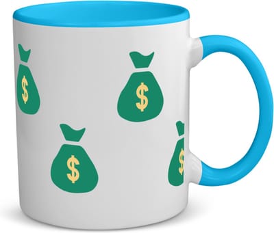 Akyol - geld zakken koffiemok - theemok - blauw - Geld - iemand die van geld houdt - cadeau voor iemand die houdt van geld - verjaardagscadeau - gift - geschenk - 350 ML inhoud