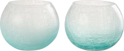J-Line windlicht Bol Craquelé - glas - blauw - medium - 2 stuks