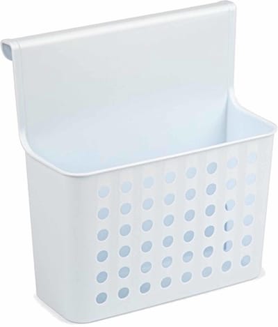 PlasticForte Badkamerrekje - wit/lichtblauw - douche opbergmandje - 26x24 cm