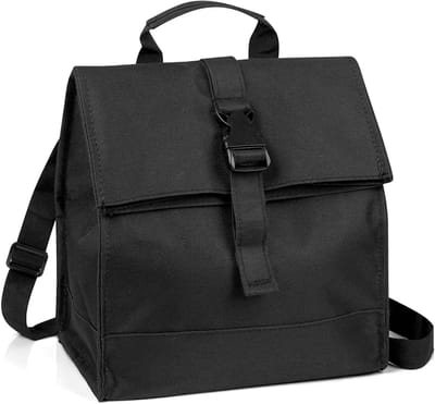 Draagbare thermos lunchtas met handvat, geschikt voor elektrische verwarmde lunchtassen en maaltijdprep, ideaal voor werk en school (Zwart)
