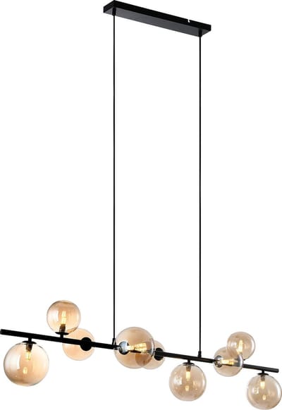 Freelight - Hanglamp Calcio 9 lichts L 125 cm excl. 9x G9 LED amber glas zwart
