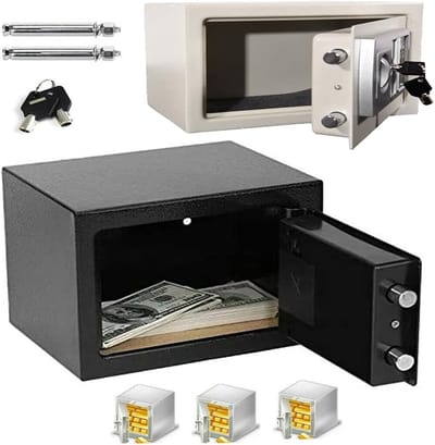 Digitale Kluis - Geldkluis Hotelkluis - Veilig Opbergen - Dubbel Sluitingssysteem - 46 Liter Inhoud - Zwart